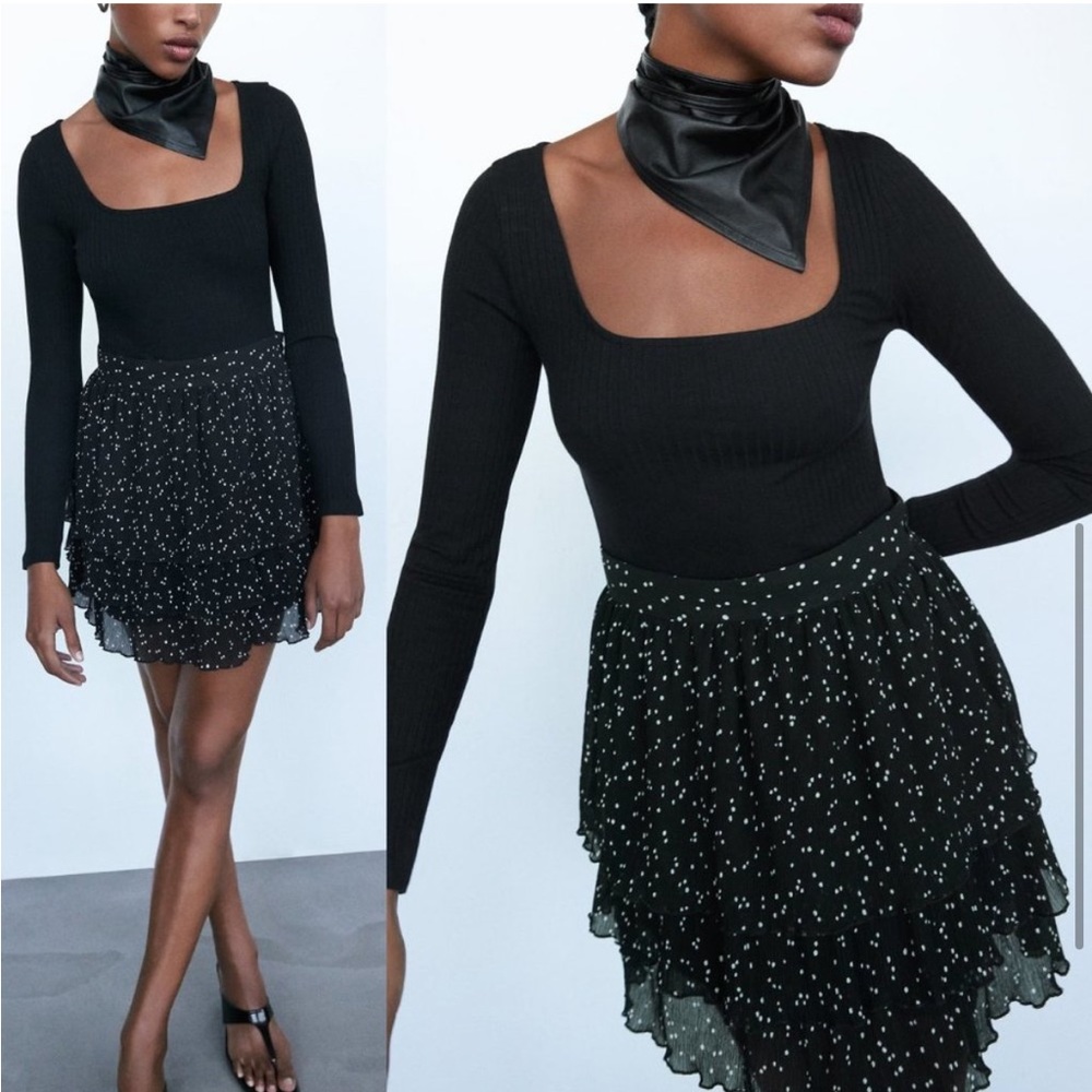 Zara Black and White Polka Dot Skort - Picture 6 of 15